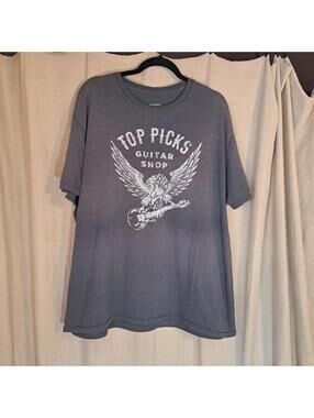 Sonoma Men's Gray Top Picks Guitar Shop Graphic T-Shirt Size XL
